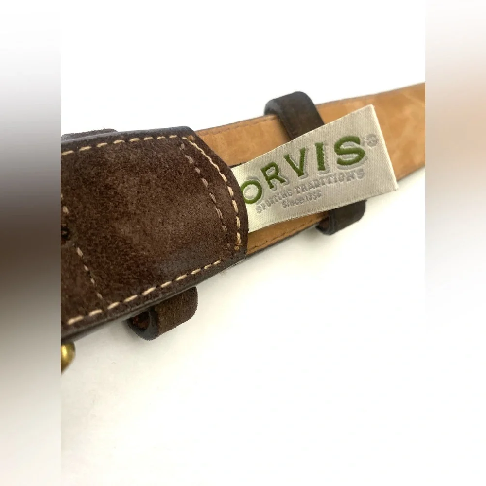 Orvis Men's Brown Suede Leather Trouser Belt